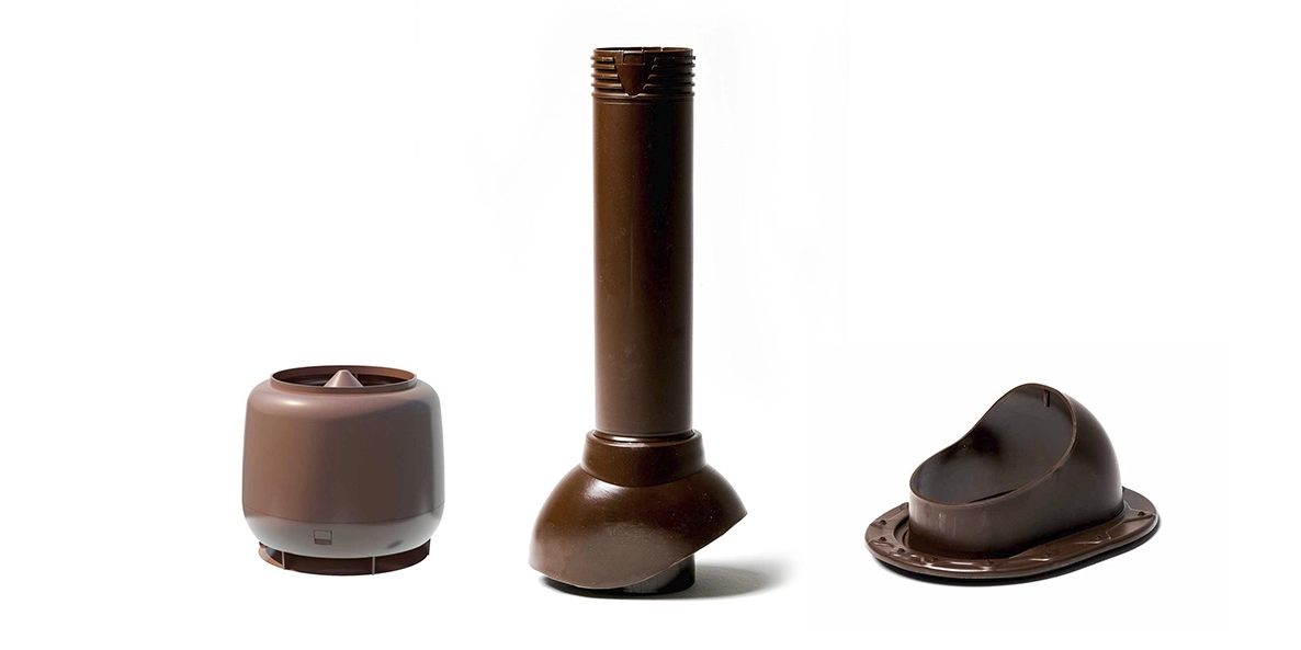 Комплект кровельной вентиляци Starke D-110мм труба проходка колпак для плоской кровли коричневый