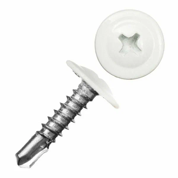 Саморез с прессшайбой со сверлом RAL9003 сигнально-белый 4,2*16мм