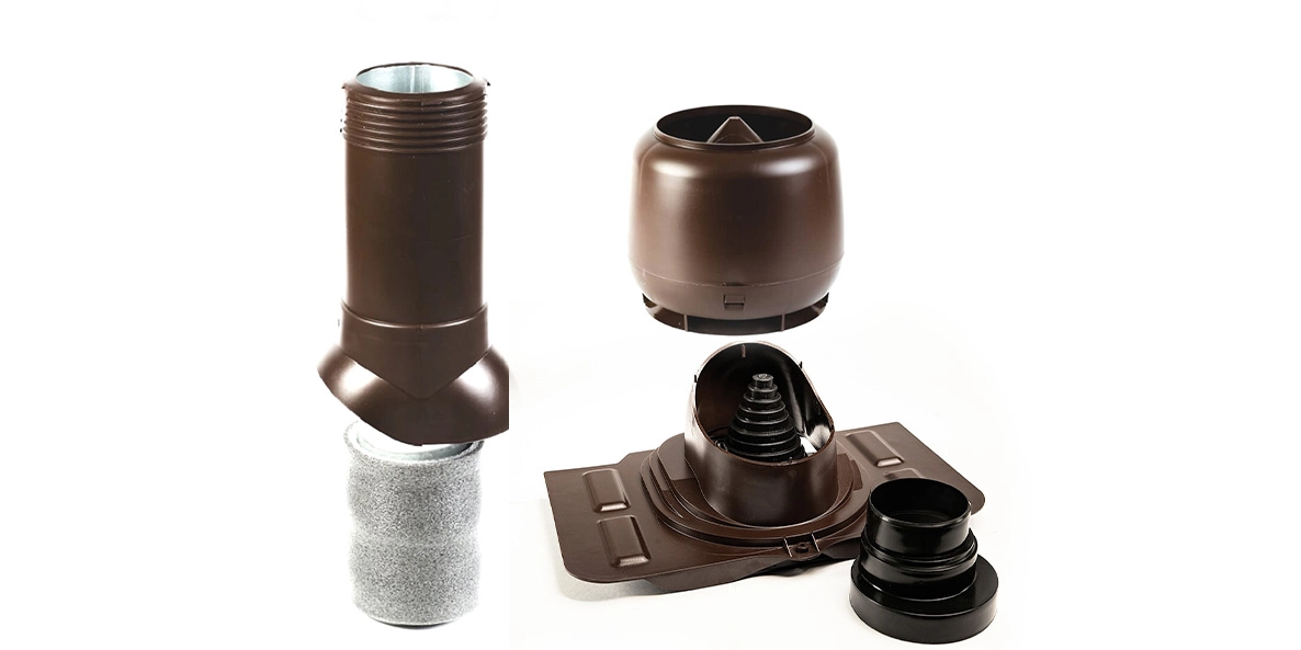 Комплект Starke труба вентиляционная D-125мм, проходной элемент, колпак Universal коричневый