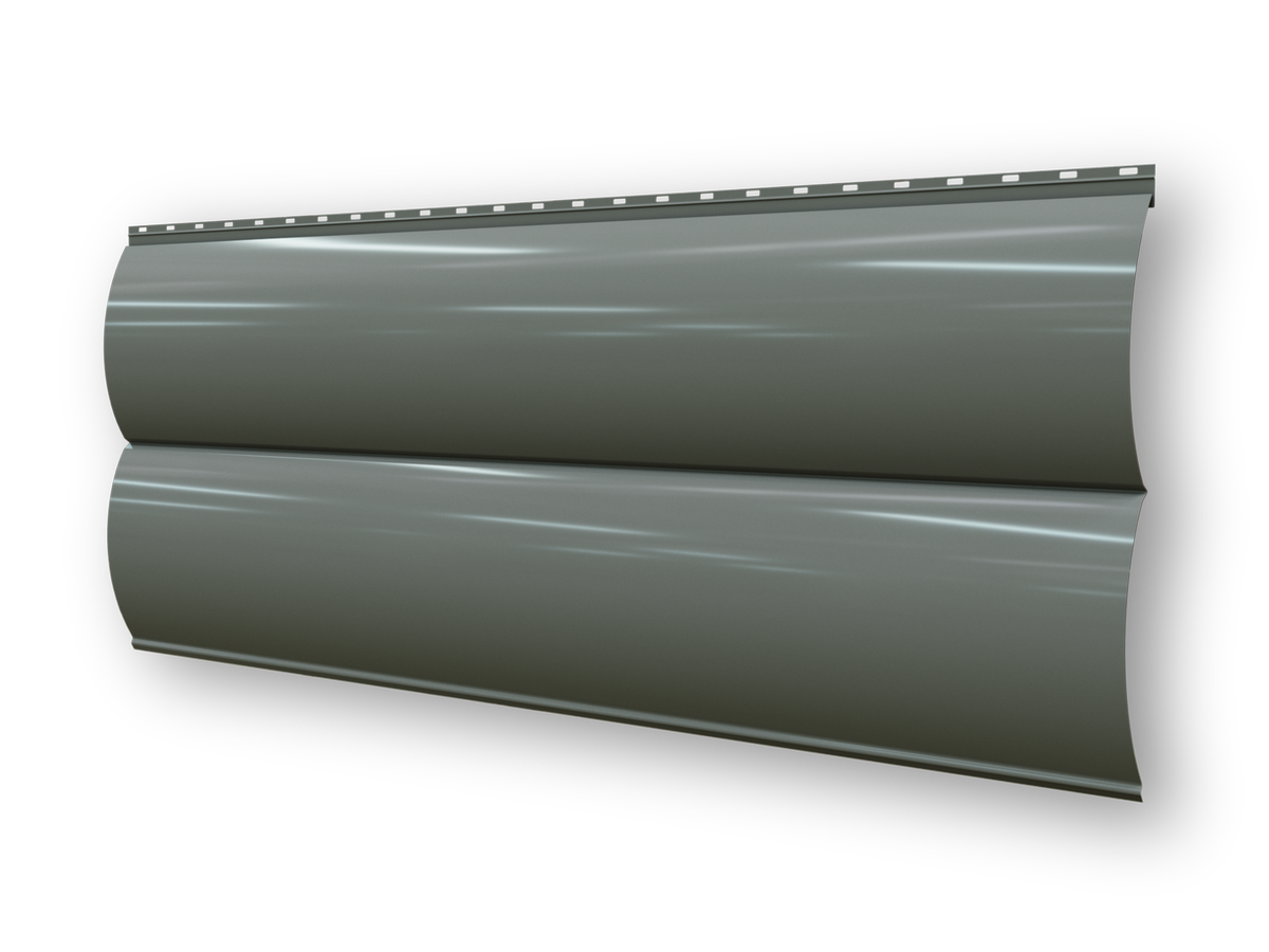 Сайдинг металлический "Двойное бревно" 388 (354) (0,45/7004 серый)