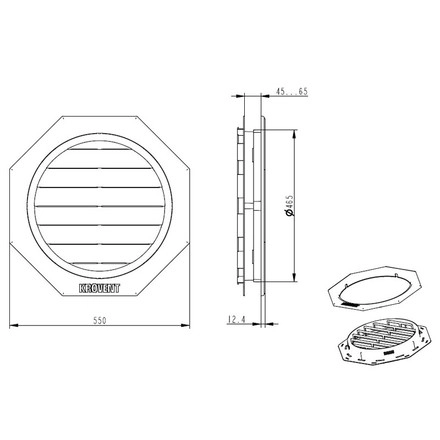 чертеж вентиляционная решетка Кровент